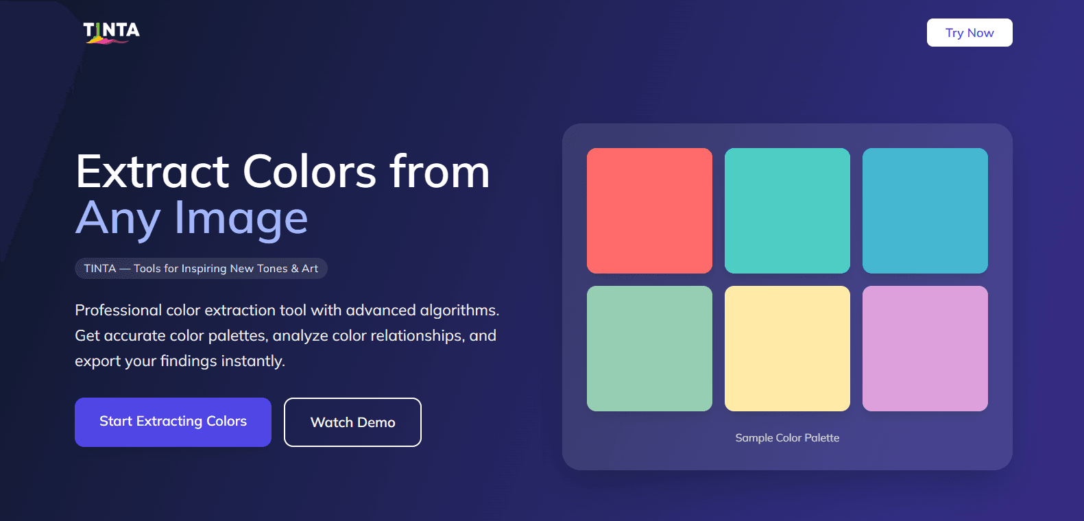 TINTA interface mockup